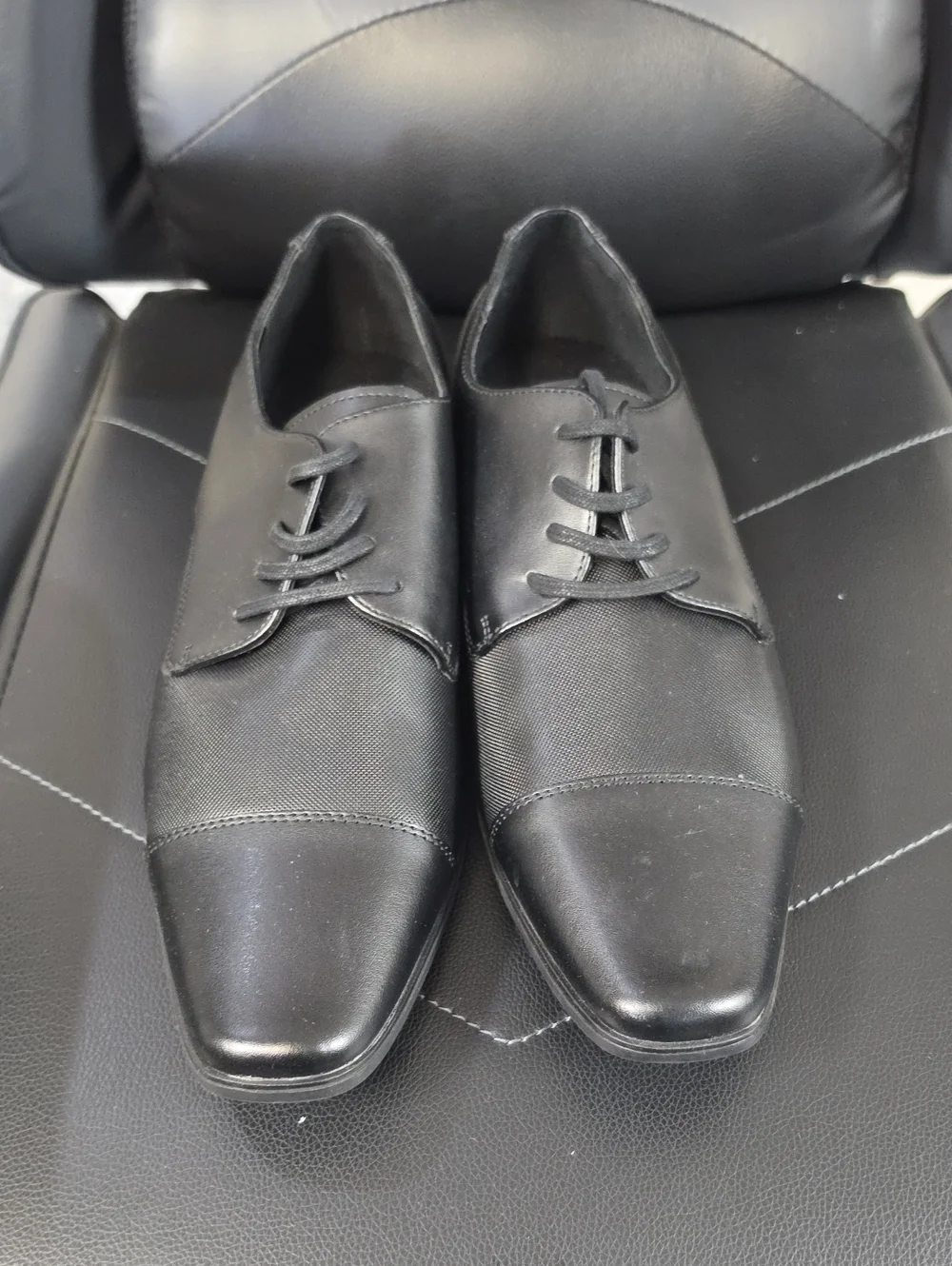 Calvin Klein Black Cap-Toe Derby Dress Shoes